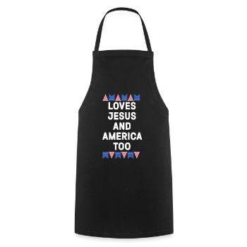 Loves Jesus and America Too God Christian - Cooking Apron - black - Front - AI Model Male 185 dark (185cm)