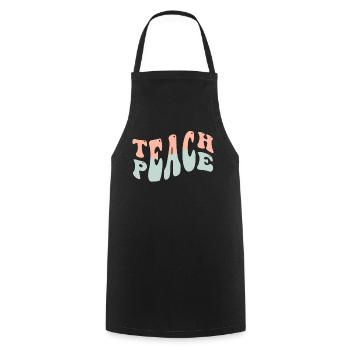 Teach Peace Word Game Groovy Hippie Teacher - Kochschürze - Schwarz - Vorne - AI Model Male 185 dark (185cm)