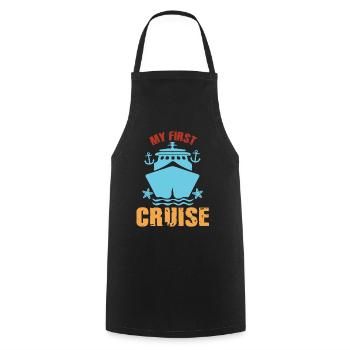 My First Cruise Family Vacation - Fun and Exciting - Cooking Apron - black - Front - AI Model Male 185 dark (185cm)