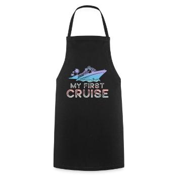 My First Cruise Family Vacation - Fun and Exciting - Cooking Apron - black - Front - AI Model Male 185 dark (185cm)