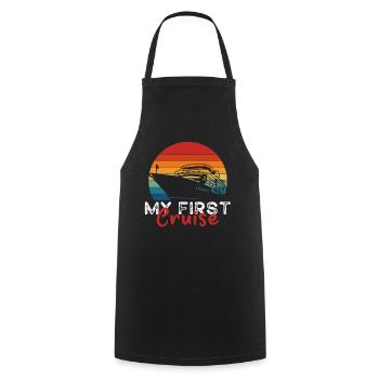 My First Cruise Family Vacation - Fun and Exciting - Cooking Apron - black - Front - AI Model Male 185 dark (185cm)