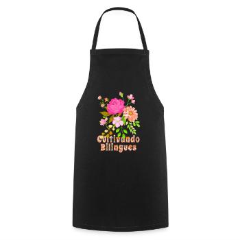 Cultivando Bilingües Spanish Teacher Apparel - Cooking Apron - black - Front - AI Model Male 185 dark (185cm)