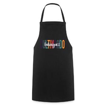 Cultivando Bilingües Spanish Teacher Apparel - Cooking Apron - black - Front - AI Model Male 185 dark (185cm)