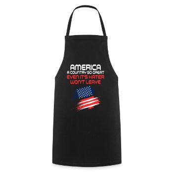 Amerika: Ein Land, das so großartig ist, dass die USA patriotisch sind - Kochschürze - Schwarz - Vorne - AI Model Male 185 dark (185cm)