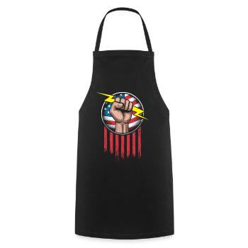 Electrician American flag patriotic - Cooking Apron - black - Front - AI Model Male 185 dark (185cm)