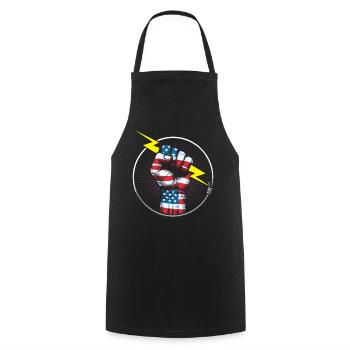 Electrician USA flag lineman electricity worker - Cooking Apron - black - Front - AI Model Male 185 dark (185cm)