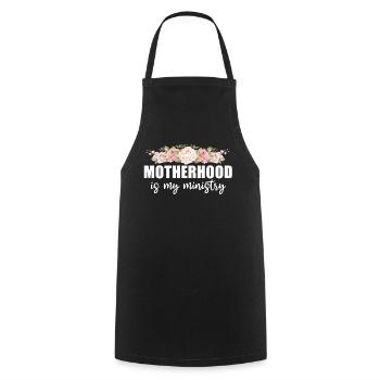 Motherhood Is My Ministry - Cooking Apron - black - Front - AI Model Male 185 dark (185cm)