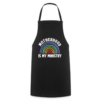 Motherhood Is My Ministry - Cooking Apron - black - Front - AI Model Male 185 dark (185cm)