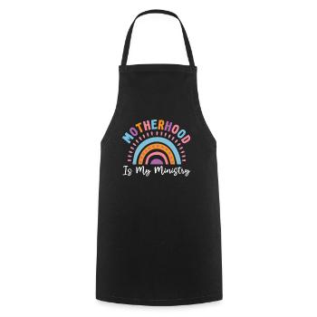 Motherhood Is My Ministry - Cooking Apron - black - Front - AI Model Male 185 dark (185cm)