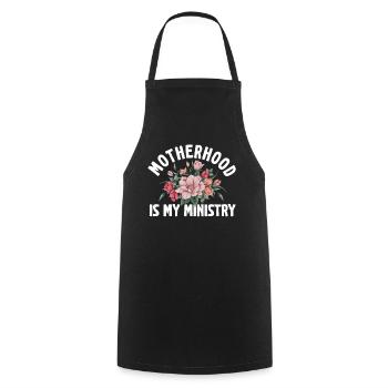 Motherhood Is My Ministry - Cooking Apron - black - Front - AI Model Male 185 dark (185cm)