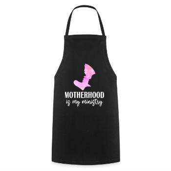 Motherhood Is My Ministry - Cooking Apron - black - Front - AI Model Male 185 dark (185cm)