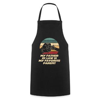 Favorite Son and Father Family Fun - A - Cooking Apron - black - Front - AI Model Male 185 dark (185cm)
