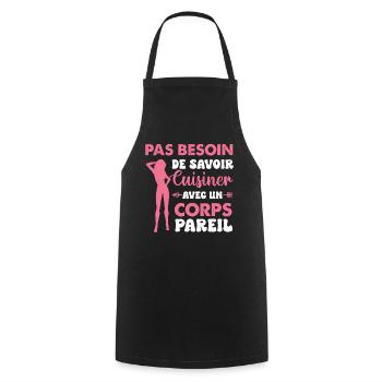 Cadeau St Valentin Femme Copine Sexy - Tablier de cuisine - noir - Devant - AI Model Male 185 dark (185cm)