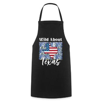 Wildflower Fields Wildflowers Bluebonnet - Cooking Apron - black - Front - AI Model Male 185 dark (185cm)