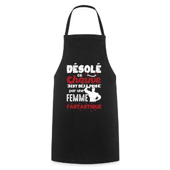 Cadeau Saint Valentin Homme Chauve Humour Coeur - Tablier de cuisine - noir - Devant - AI Model Male 185 dark (185cm)