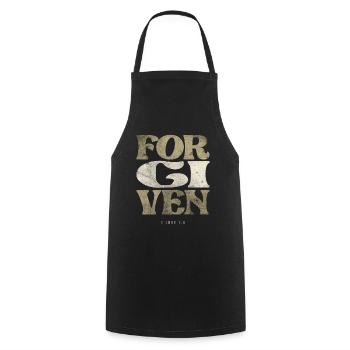 Forgiven - 1 John 1:9 Bible Verse Christian - Cooking Apron - black - Front - AI Model Male 185 dark (185cm)