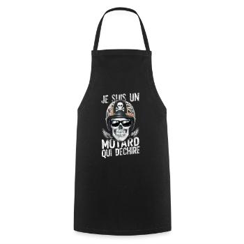 Je suis un motard qui déchire tête de mort fête - Tablier de cuisine - noir - Devant - AI Model Male 185 dark (185cm)
