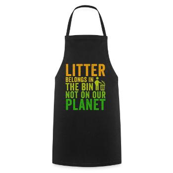 No Littering Anti Littering Earth Day - Cooking Apron - black - Front - AI Model Male 185 dark (185cm)