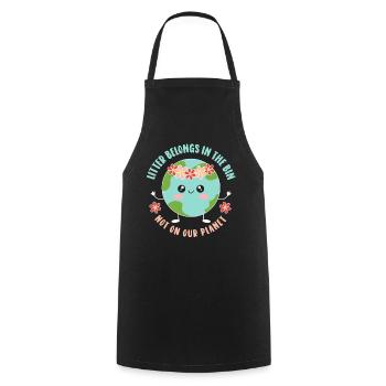 No Littering Anti Littering Earth Day - Cooking Apron - black - Front - AI Model Male 185 dark (185cm)