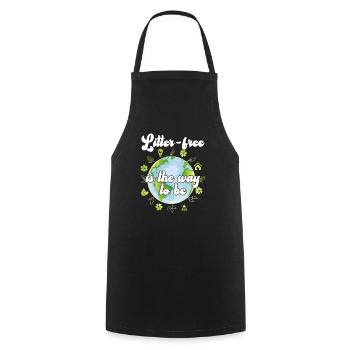 No Littering Anti Littering Earth Day - Cooking Apron - black - Front - AI Model Male 185 dark (185cm)