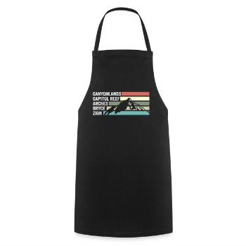 Explorez les montagnes des parcs nationaux de l'Utah - Tablier de cuisine - noir - Devant - AI Model Male 185 dark (185cm)