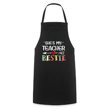Professeur Bestie assorti T-shirts d’école pour - Tablier de cuisine - noir - Devant - AI Model Male 185 dark (185cm)