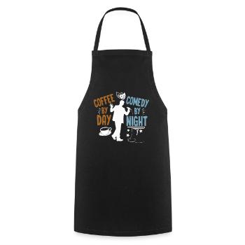 Kaffee bei Tag Comedy bei Nacht Komiker - Kochschürze - Schwarz - Vorne - AI Model Male 185 dark (185cm)