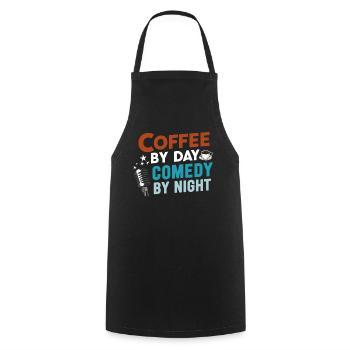 Kaffee bei Tag Comedy bei Nacht Komiker - Kochschürze - Schwarz - Vorne - AI Model Male 185 dark (185cm)