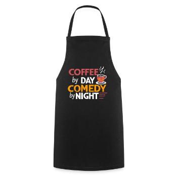 Kaffee bei Tag Comedy bei Nacht Komiker - Kochschürze - Schwarz - Vorne - AI Model Male 185 dark (185cm)