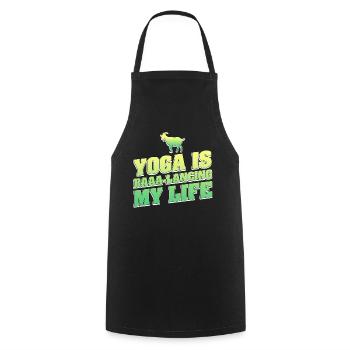 Yoga de la chèvre Équilibrer ma vie - Tablier de cuisine - noir - Devant - AI Model Male 185 dark (185cm)