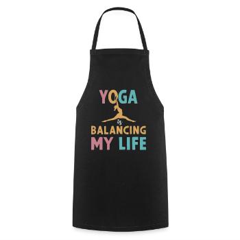 Le yoga équilibre ma vie - Tablier de cuisine - noir - Devant - AI Model Male 185 dark (185cm)