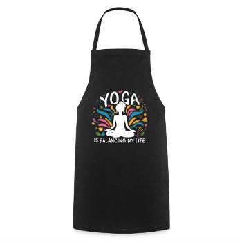 Le yoga équilibre ma vie - Tablier de cuisine - noir - Devant - AI Model Male 185 dark (185cm)
