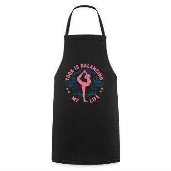 Yoga balanciert mein Leben - Kochschürze - Schwarz - Vorne - AI Model Male 185 dark (185cm)