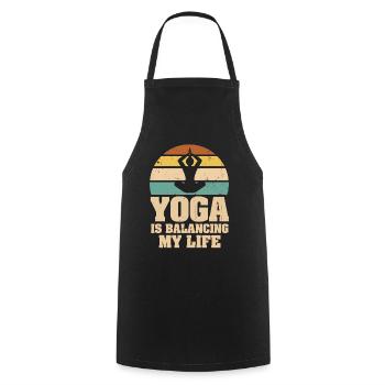 Le yoga équilibre ma vie - Tablier de cuisine - noir - Devant - AI Model Male 185 dark (185cm)