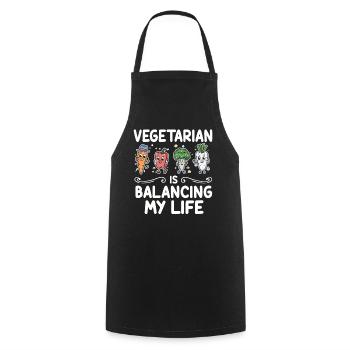 Végétarien Équilibrer ma vie - Tablier de cuisine - noir - Devant - AI Model Male 185 dark (185cm)