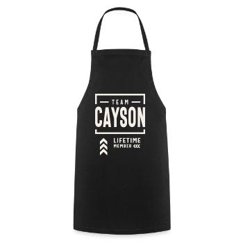 Membre à vie de l’équipe Cayson Funny Name Cayson - Tablier de cuisine - noir - Devant - AI Model Male 185 dark (185cm)