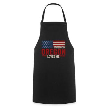 Quelqu’un dans l’Oregon m’aime - Tablier de cuisine - noir - Devant - AI Model Male 185 dark (185cm)