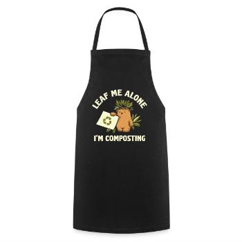 Leaf Me Alone I'm Composting - Cooking Apron - black - Front - AI Model Male 185 dark (185cm)