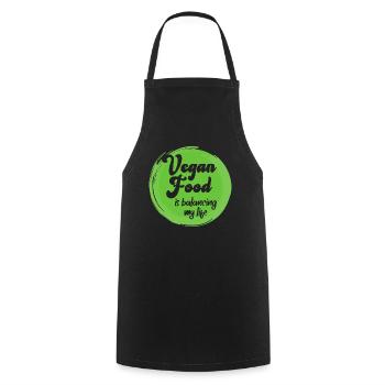 La nourriture végétalienne équilibre ma vie - Tablier de cuisine - noir - Devant - AI Model Male 185 dark (185cm)