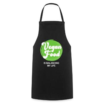 La nourriture végétalienne équilibre ma vie - Tablier de cuisine - noir - Devant - AI Model Male 185 dark (185cm)