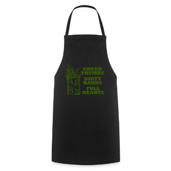 Pouces verts Mains sales Coeurs pleins - Tablier de cuisine - noir - Devant - AI Model Male 185 dark (185cm)