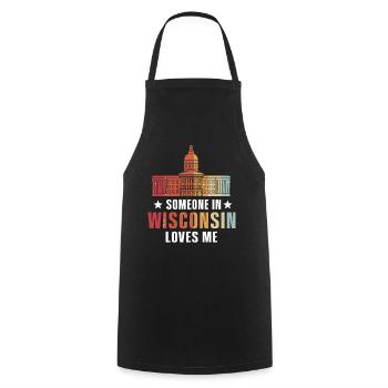 Quelqu’un dans le Wisconsin m’aime - Tablier de cuisine - noir - Devant - AI Model Male 185 dark (185cm)