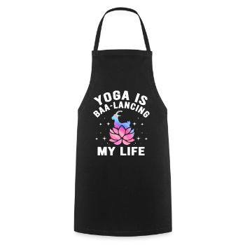 Goat Yoga Équilibrer ma vie - Tablier de cuisine - noir - Devant - AI Model Male 185 dark (185cm)