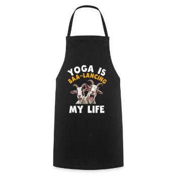 Goat Yoga Équilibrer ma vie - Tablier de cuisine - noir - Devant - AI Model Male 185 dark (185cm)
