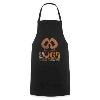 Yoga Is My Therapy - Cooking Apron - black - Front - AI Model Male 185 dark (185cm)