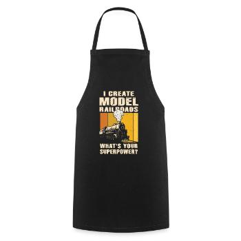 I Create Model Railroads Superpower - Cooking Apron - black - Front - AI Model Male 185 dark (185cm)