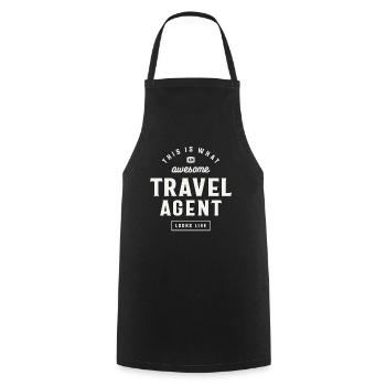This Is What an Awesome Travel Agent - Cooking Apron - black - Front - AI Model Male 185 dark (185cm)