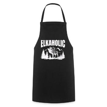 Elchjagd Elkaholische Jäger - Kochschürze - Schwarz - Vorne - AI Model Male 185 dark (185cm)