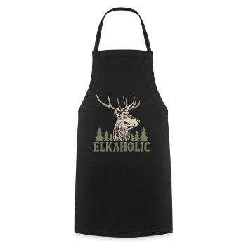 Elchjagd Elkaholische Jäger - Kochschürze - Schwarz - Vorne - AI Model Male 185 dark (185cm)
