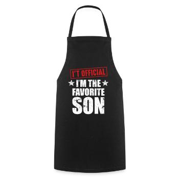 C’est officiel Je suis le fils préféré - Tablier de cuisine - noir - Devant - AI Model Male 185 dark (185cm)